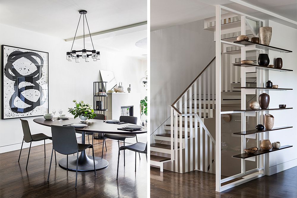 Brezzy and beautiful dining room with oval dining table and a smart collection of vases