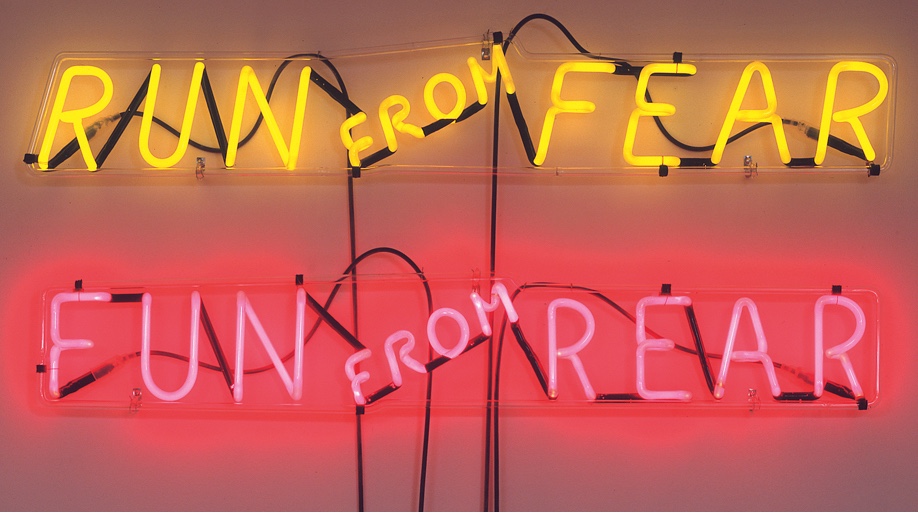  "Run from Fear, Fun from Rear" (1972) by Bruce Nauman, an American artist and artist. Image © Phaidon.