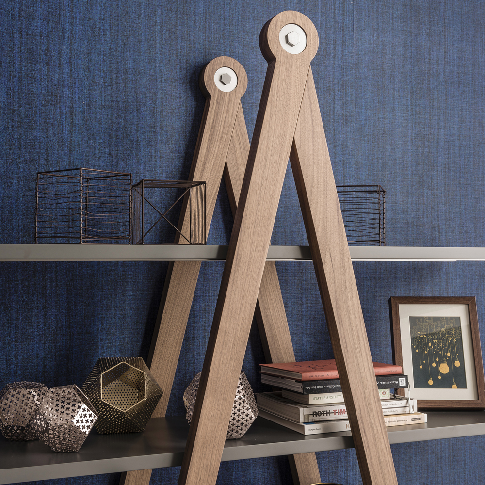 Closer look at the Giotto Bookshelf in Canaletto walnut