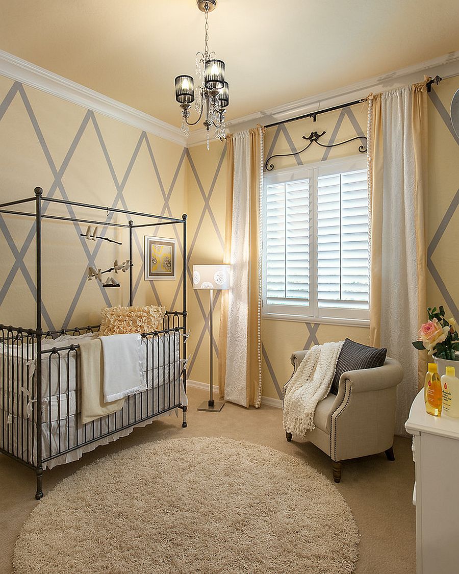 Comforting and mellow shade of yellow creates a warm, inviting backdrop in the nursery