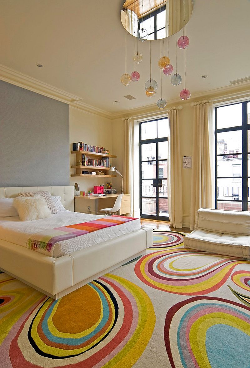 Contemporary kids' bedroom inside New York home with fashionable rug [From: McQuin Partnership Interior Design]