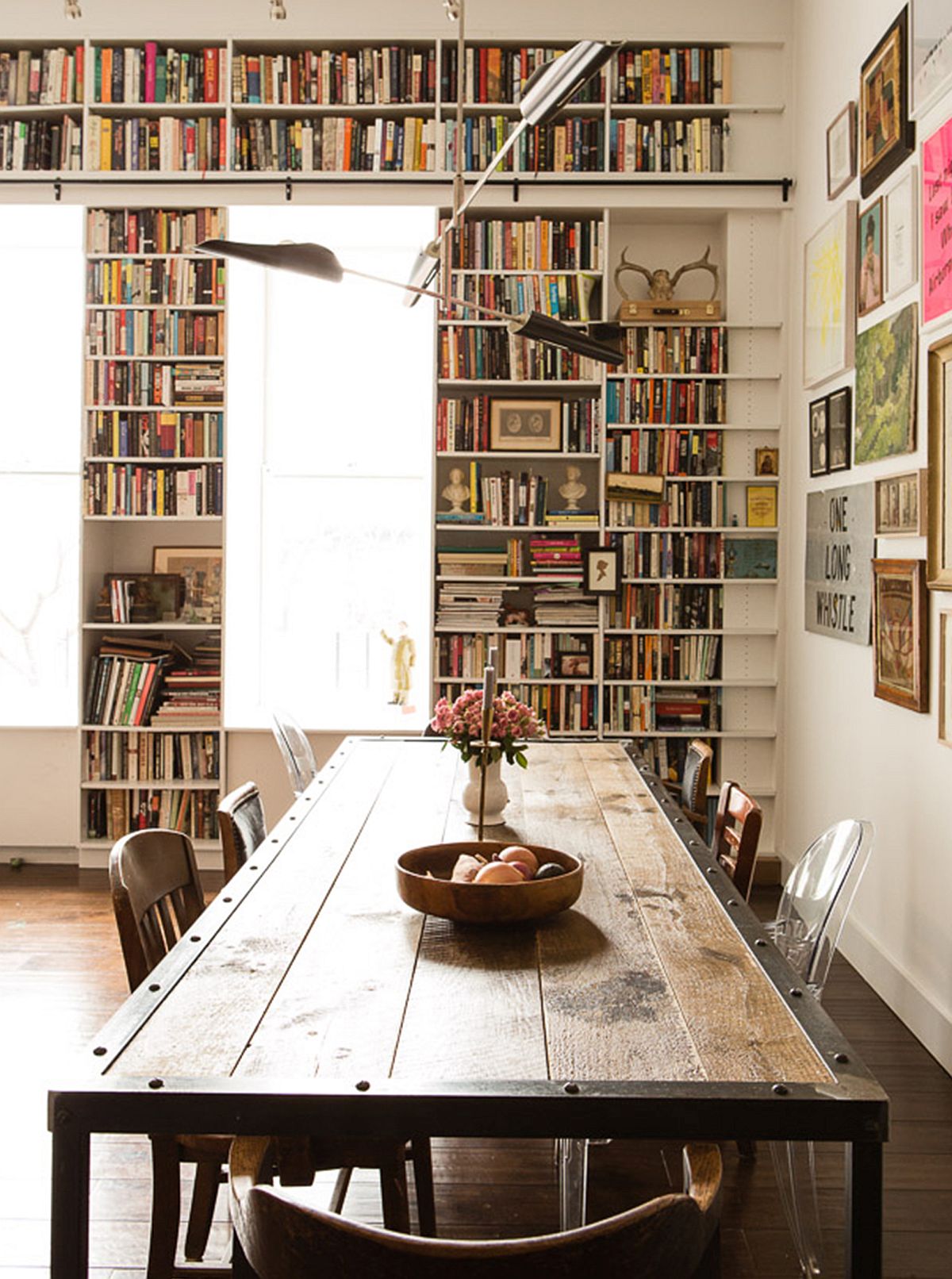 Dining table epitomizes the industrial style and appeal of the Brooklyn Loft