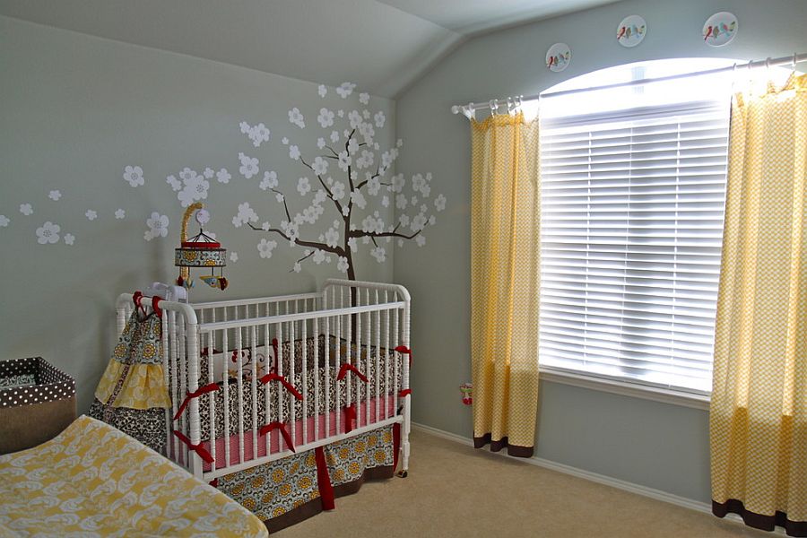 yellow and grey nursery decor