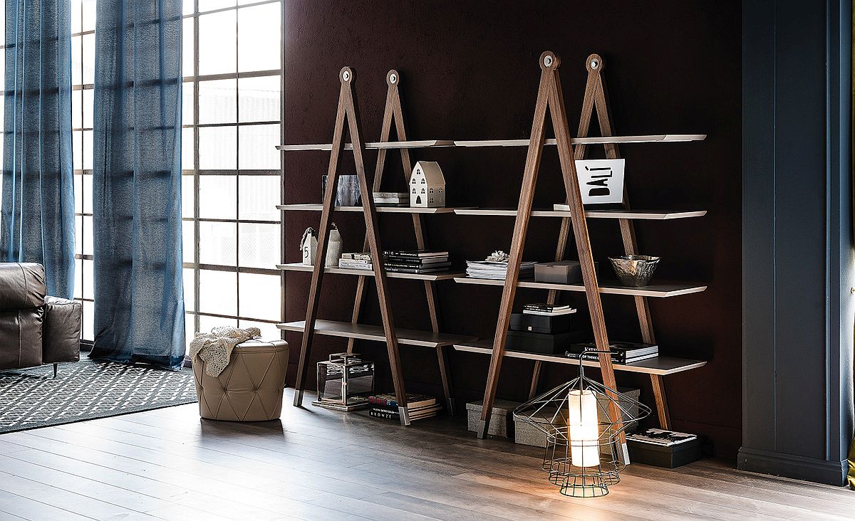 Elegant modern bookshelves also double as lovely displays