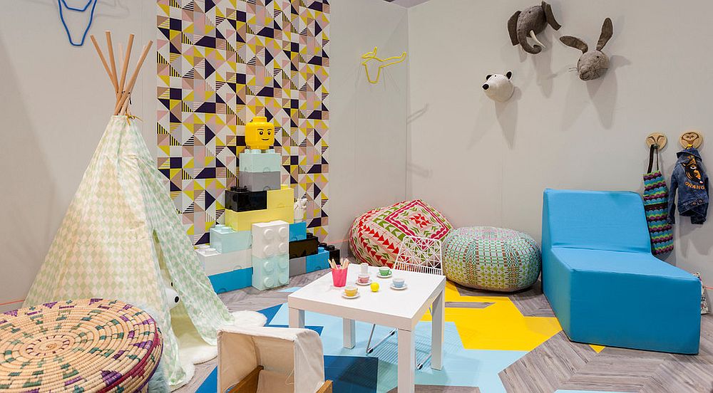 Fabulous geometric wallpaper is perfect for the fun and playful kids' room [From: Chris Snook]