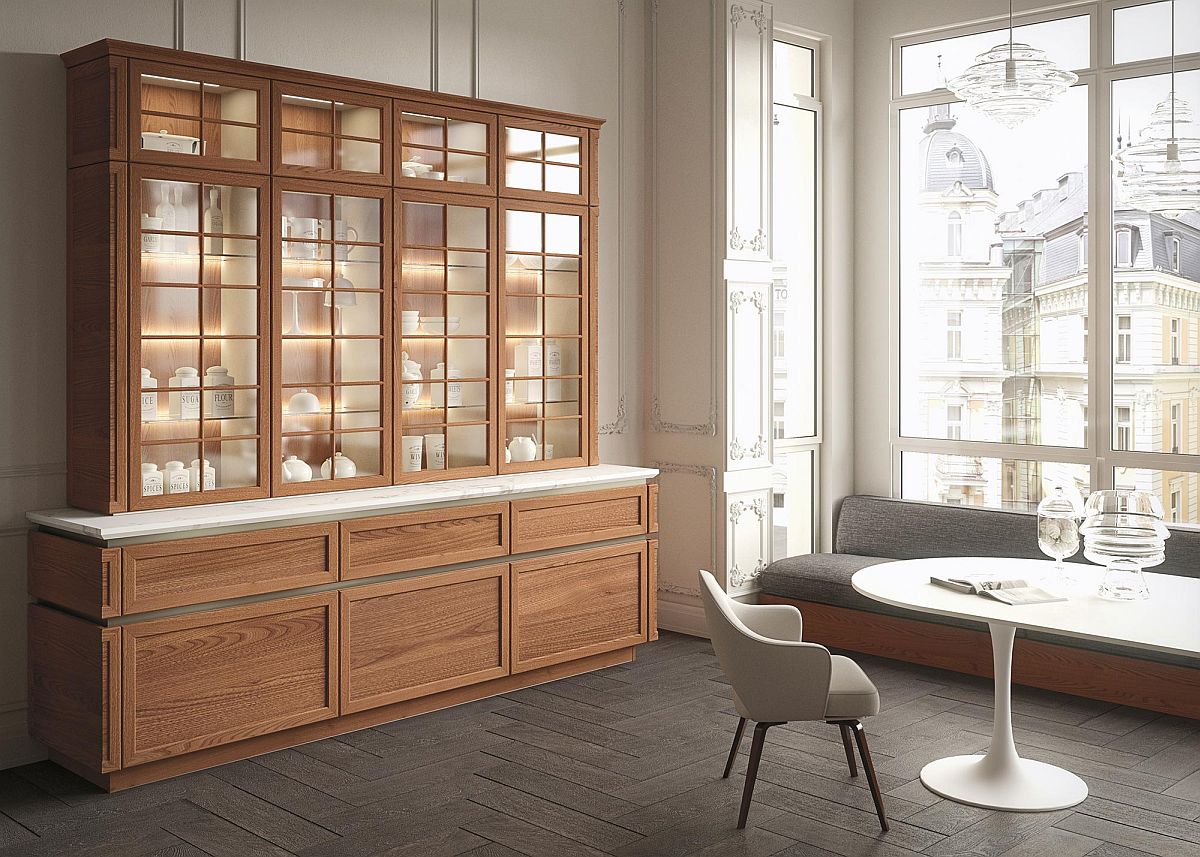 Fabulous wooden sideboard with glass display unit on top