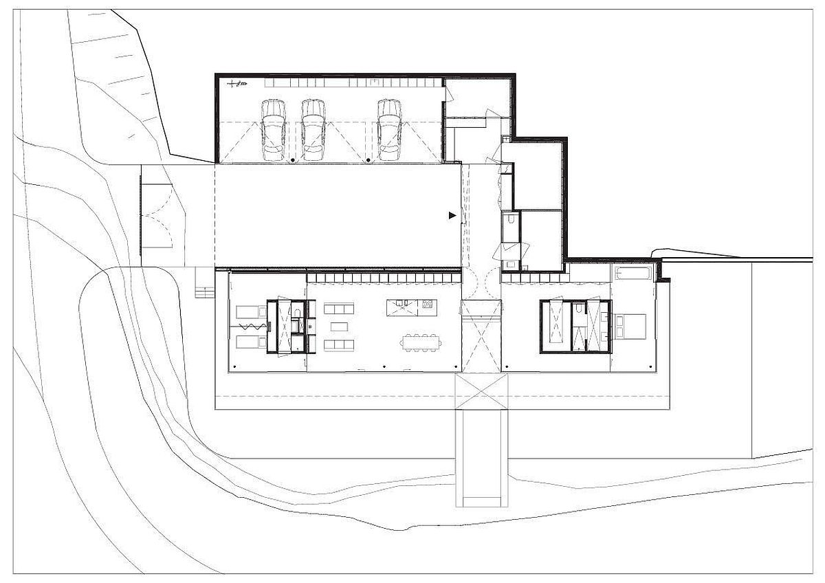 Floor plan of the minimal villa in Thuringia, Germany by Paul de Ruiter Architects