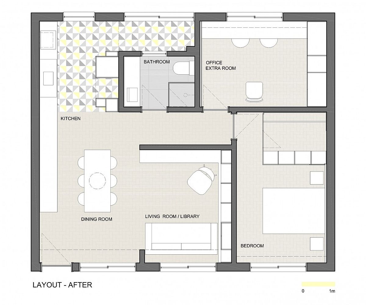 Floor plan of the small apartment after renovation