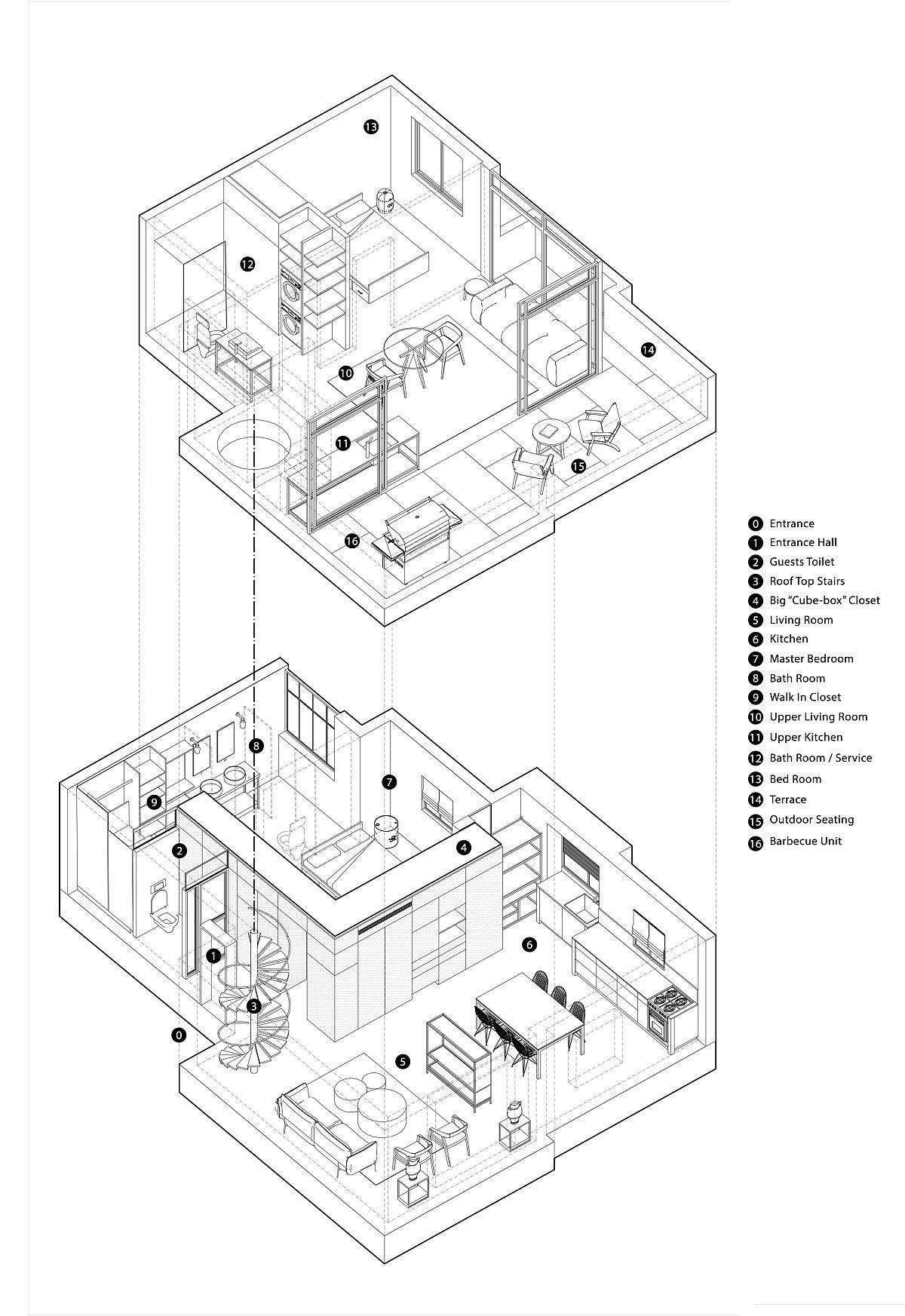 Floor plan of the twin level home in Tel Aviv