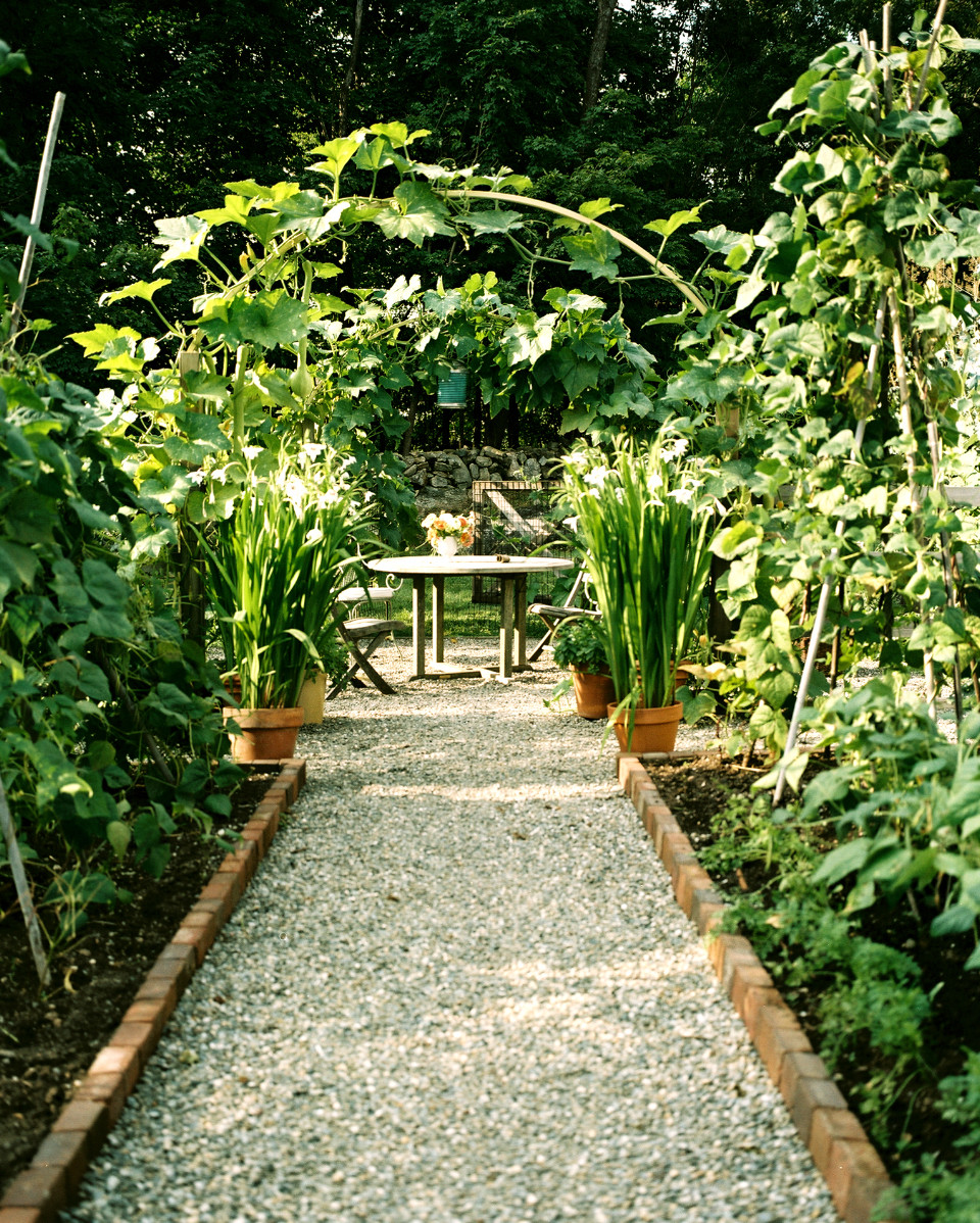 Garden path to a seating area