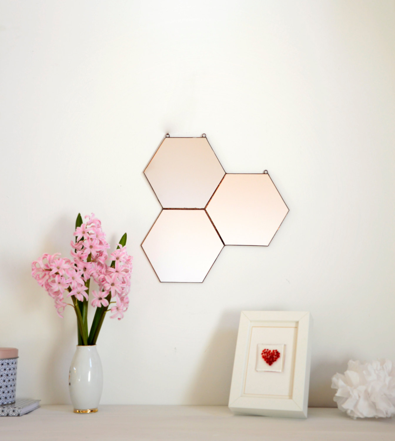 Geo honeycomb wall mirror from Etsy shop Noja Glass Design