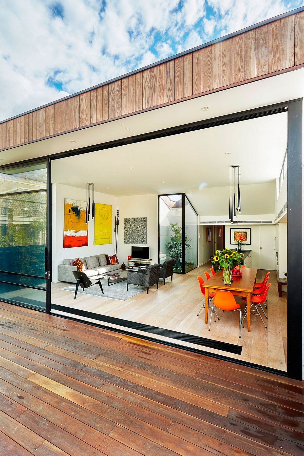 Gorgeous internal courtyard brings light into the new living area