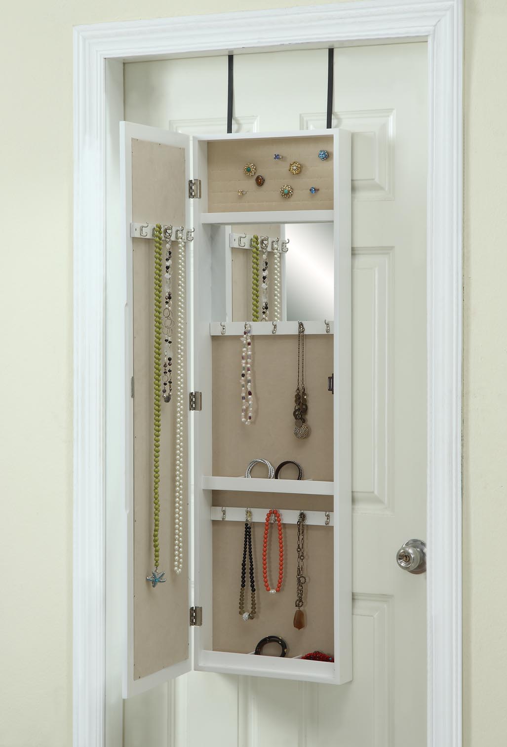 Handy mirrored jewelry armoire from Hives & Honey