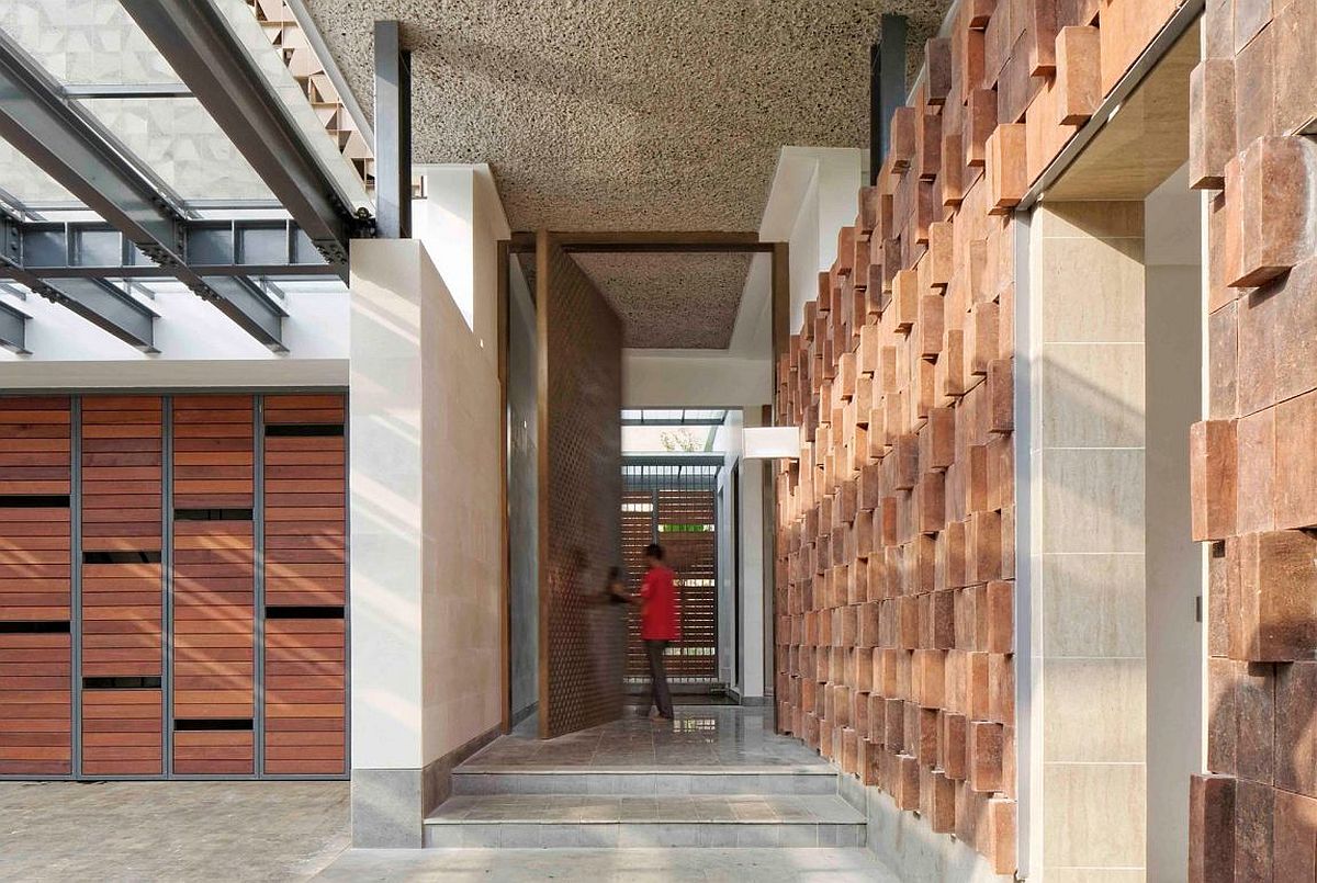 Ingenious facade of the house brings forth elements of traditional Javanese design