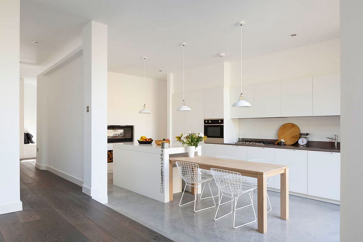 Kitchen area and breakfast nook of the modern home renovated in London