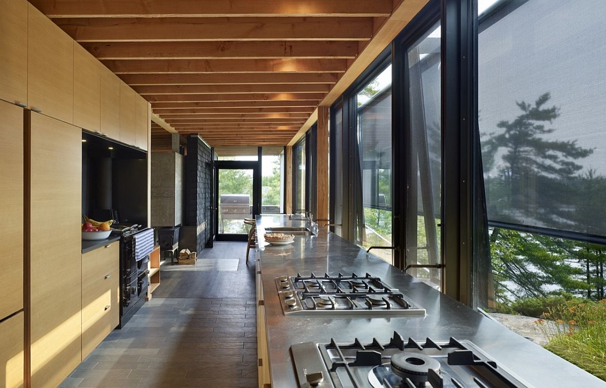 Large kitchen also acts as a spacious hallway that lets you take in the views