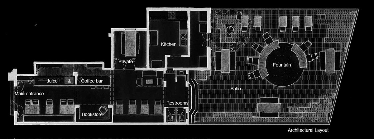 Layout of the 1920s home renovated into modern restaurant