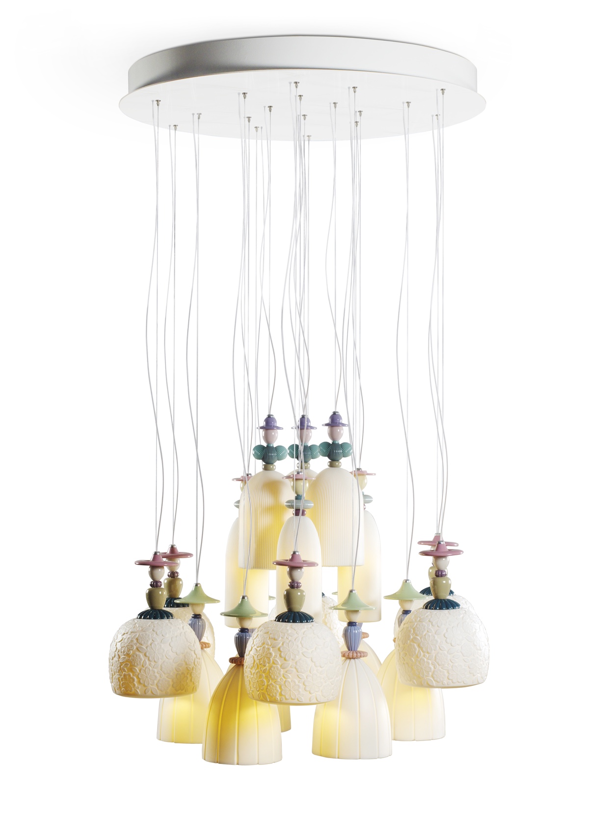 Mademoiselle chandelier from Lladró. Sculptor: Dept. Diseño y Decoración.