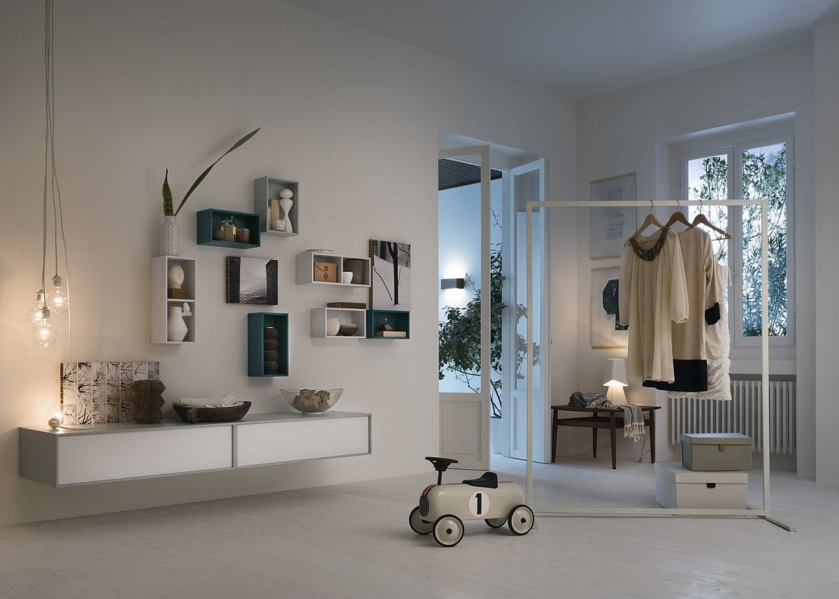 Open shelves and floating units create a stunning contemporary bathroom