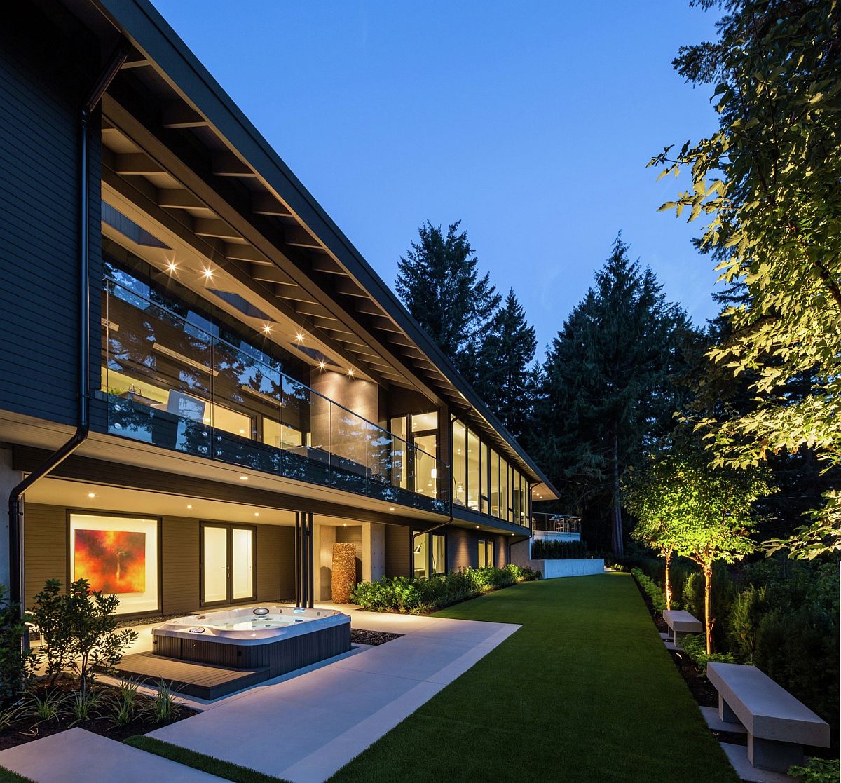 Outdoor Jacuzzi and covered living space provide a soothing retreat for  aperfect staycation