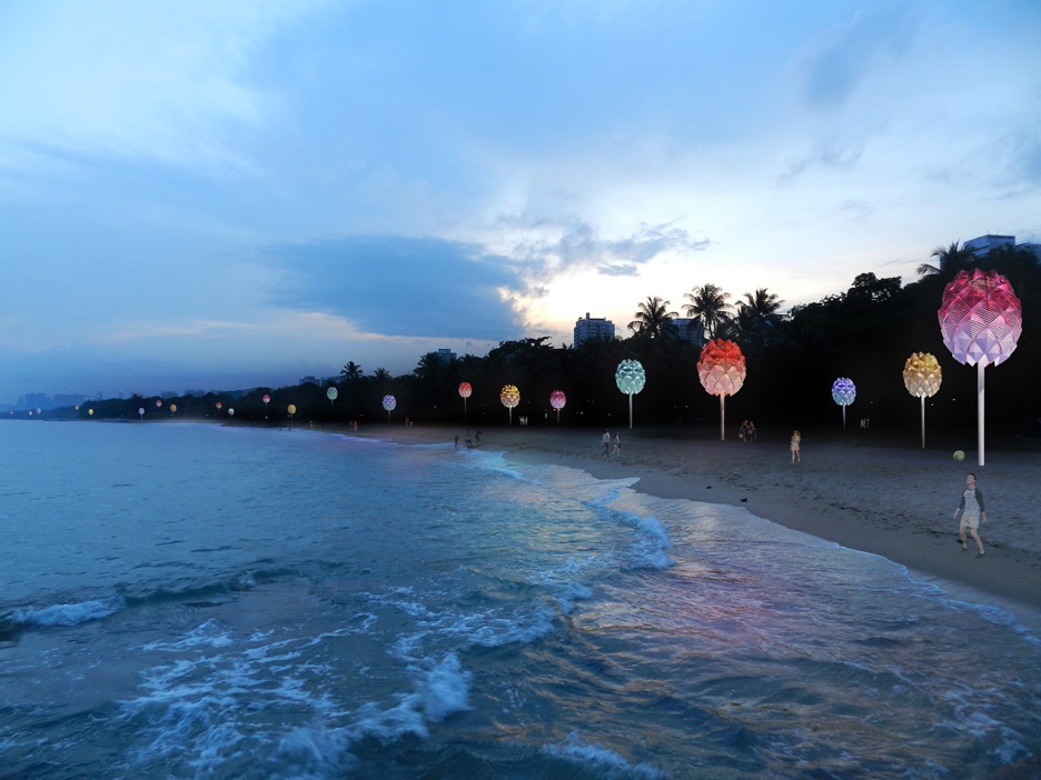 How the beach huts designed by Spark will look.