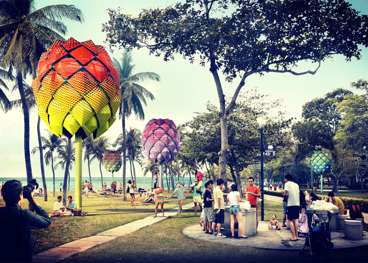 How the beach huts designed by Spark will look.