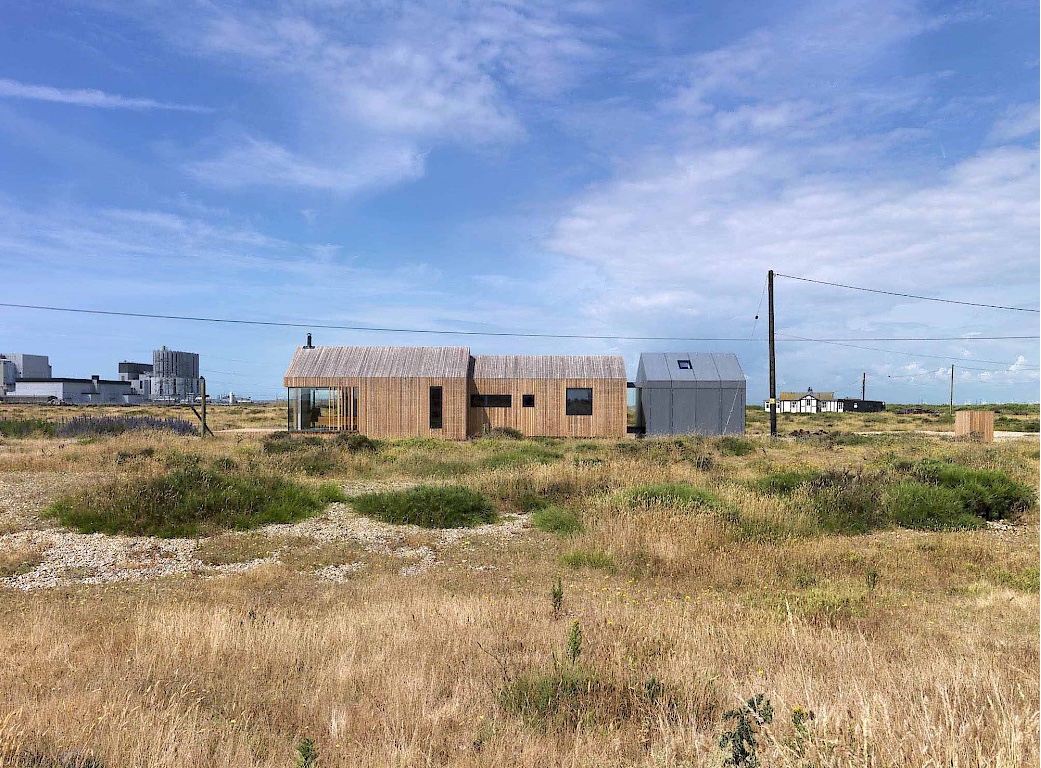 Pobble house by British architect Guy Hollaway on Dungeness beach.