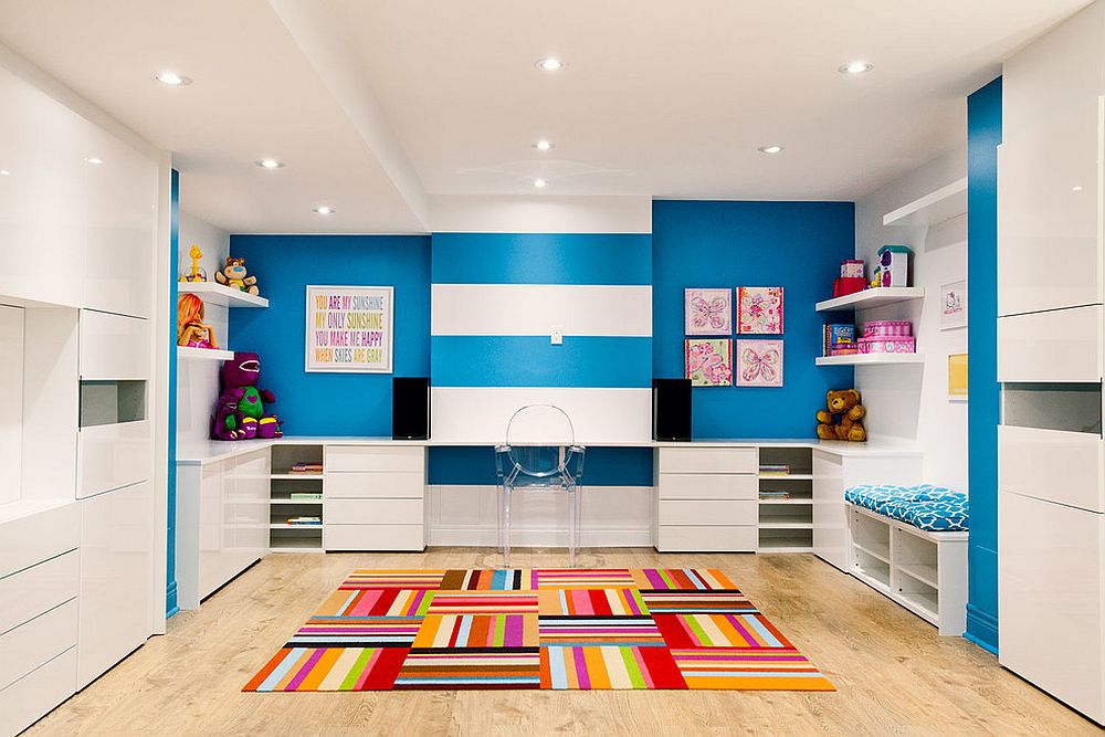 Posh contemporary kids' room does not shun away from bright blocks of color