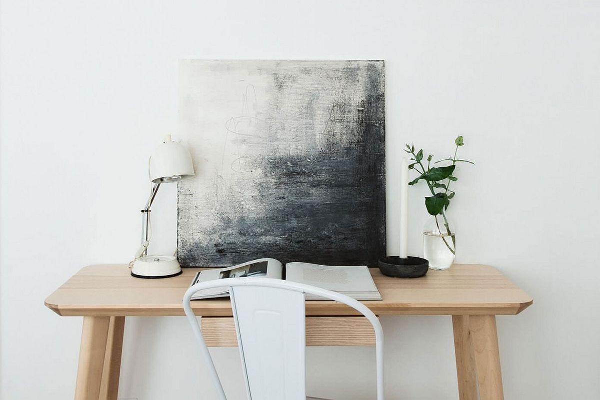 Reading nook and workstation in the bedroom with Scandinavian style