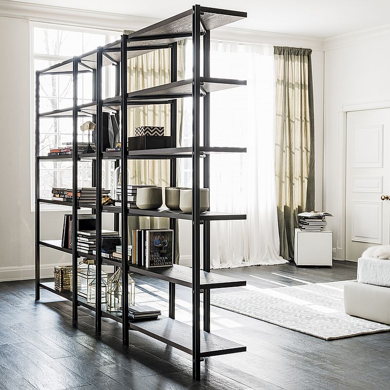 Sleek bookshelf from Cattelan Italia takes up very little square footage