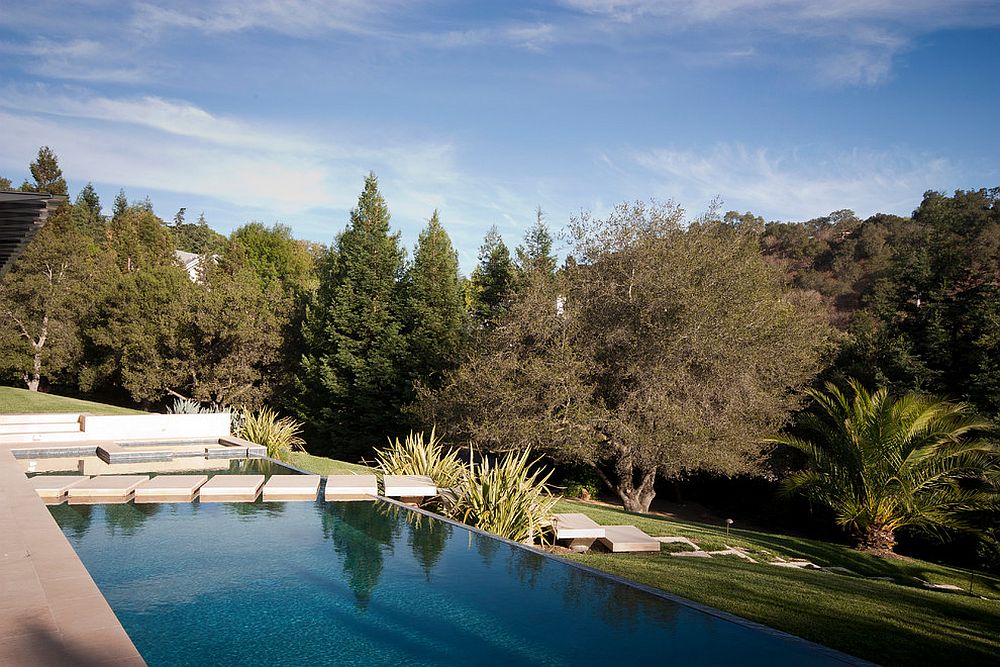 Stepping stones turned into a bridge above the pool [Design: Field Architecture]