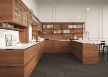 Sturdy bottom shelves coupled with breezy and open top units to create the lovely Heritage kitchen 217x155 Heritage: Traditional and Modern Elements Fused by the Beauty of Wood