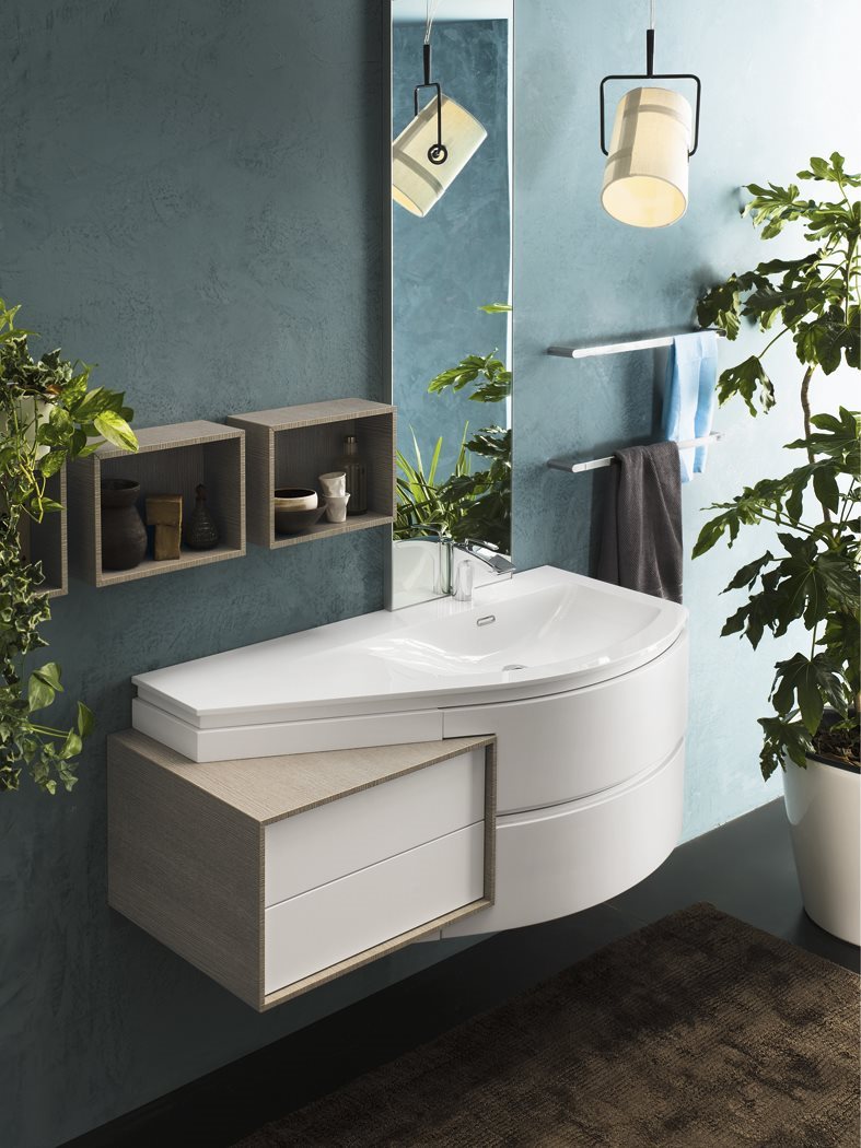 Stylish and curvy vanity units from Inda