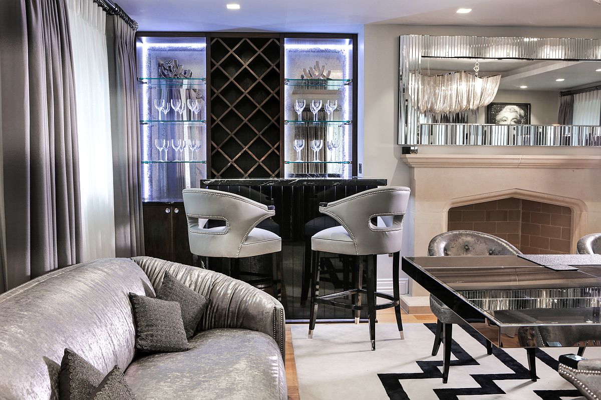 Twin NANOOK chairs in black and silver at the home bar