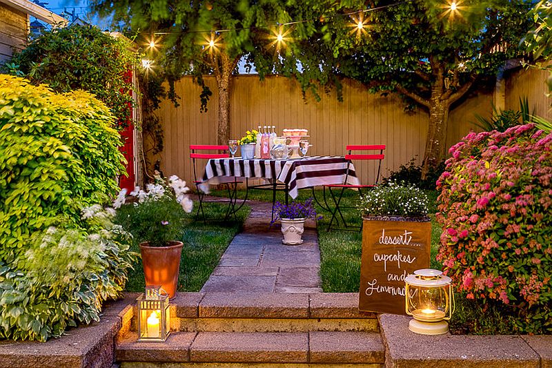 Use lanterns to add aesthetic quality and supplement ambient lighting in the patio