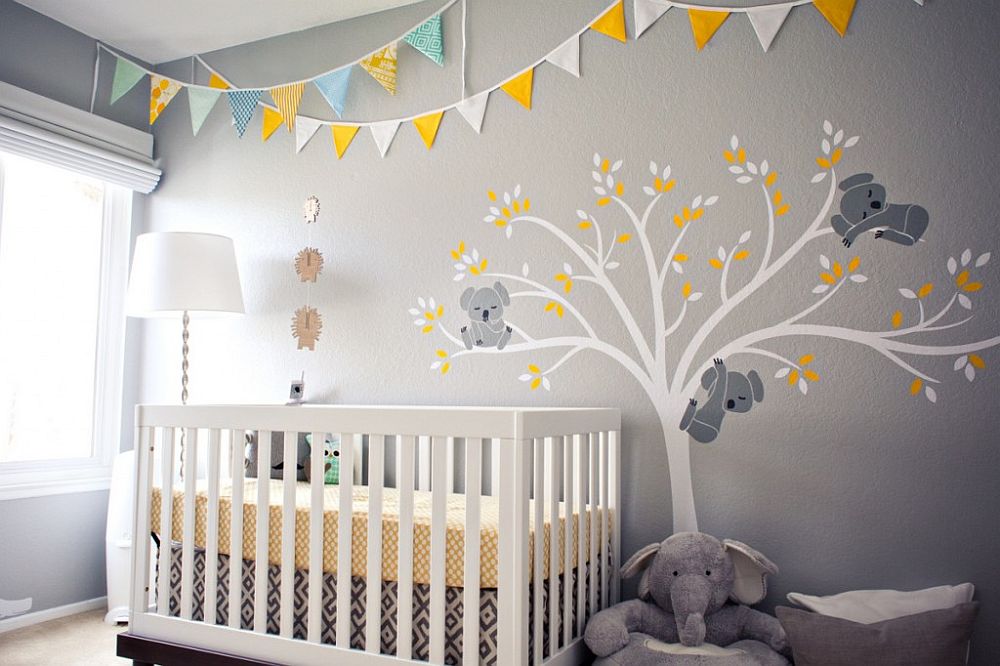 Baby room ideas yellow and cheap gray