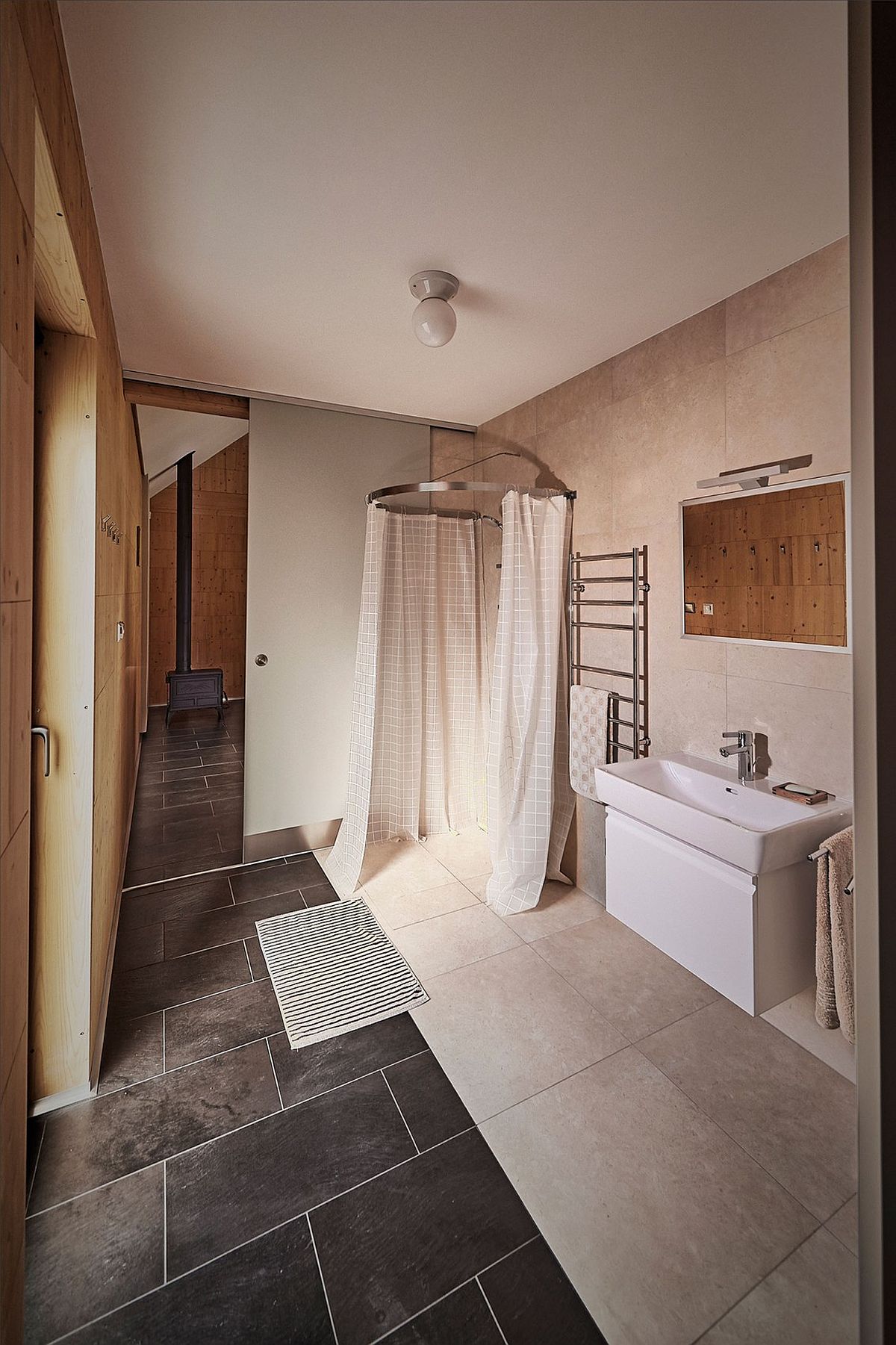 Bathroom and corner shower zone