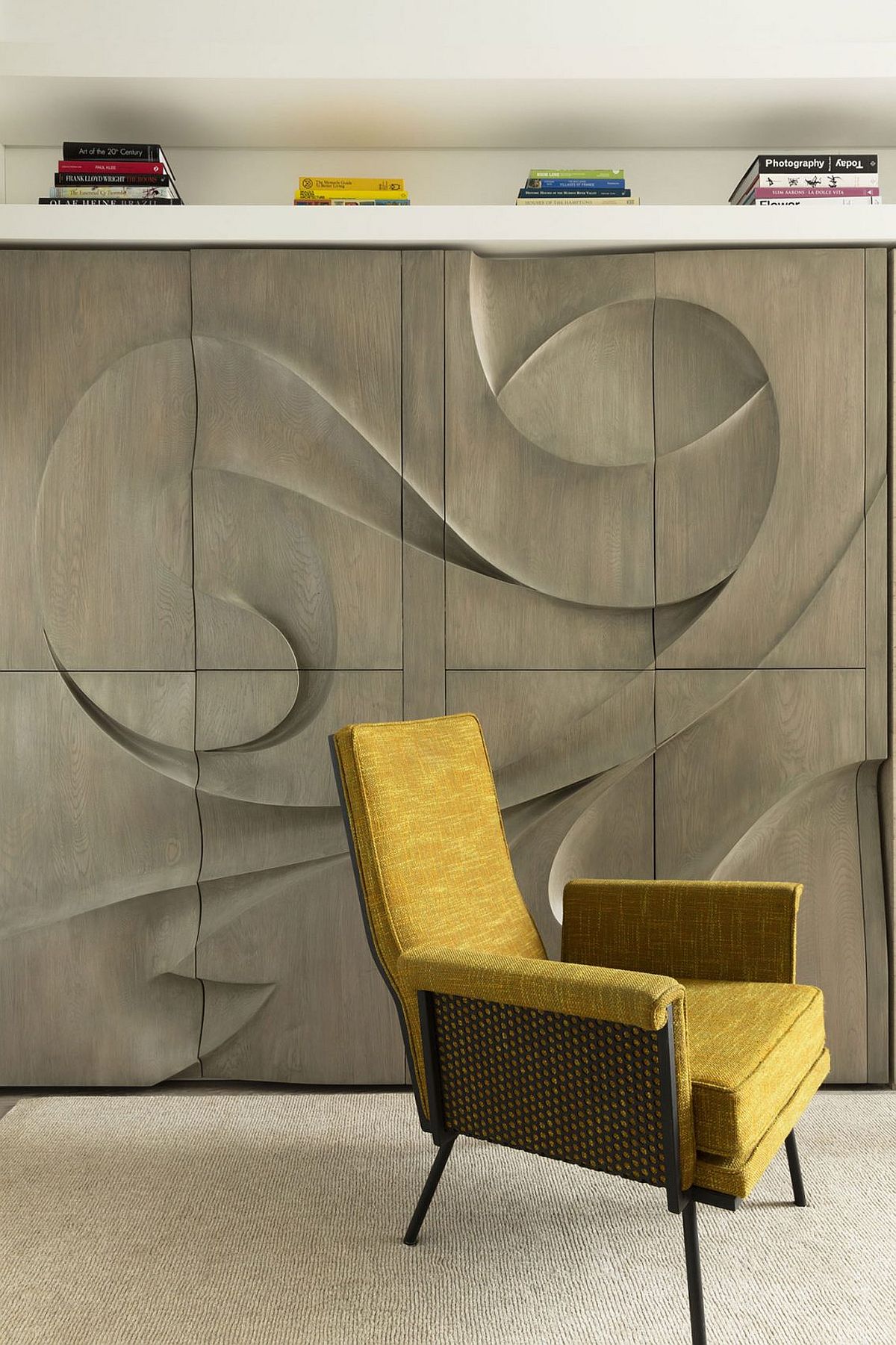 Bespoke millwork gives the interior sculptural style