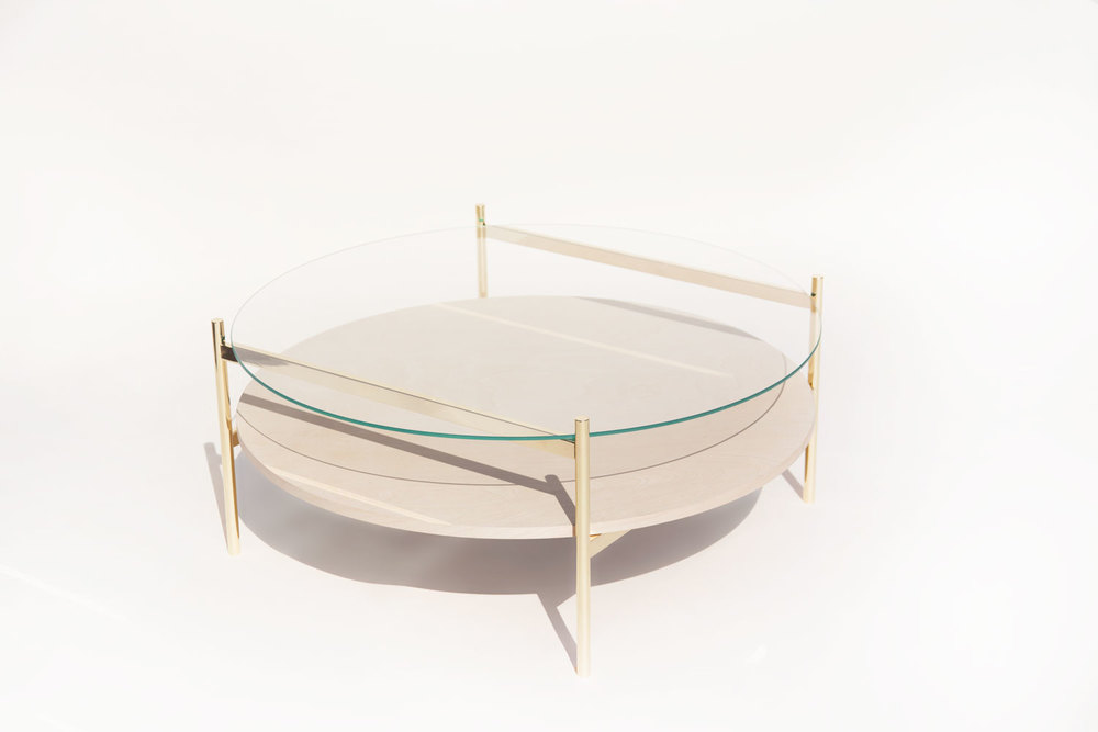 Birch and brass coffee table from Yield