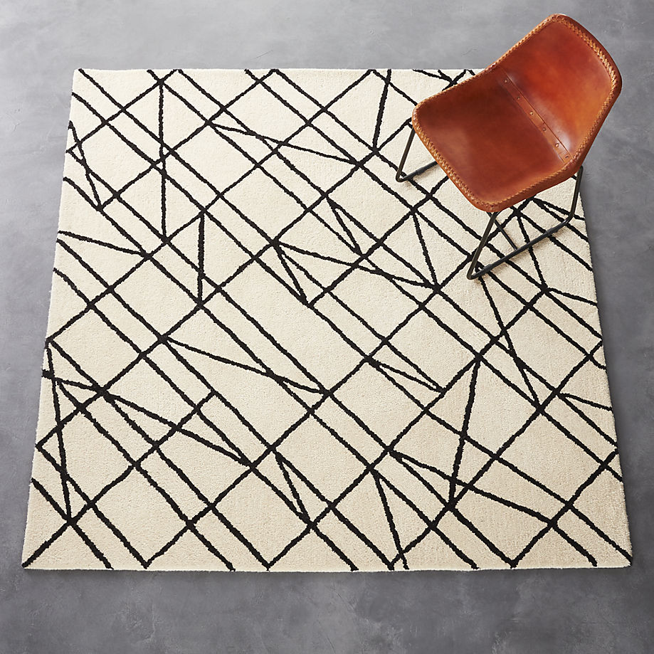 Black and white linear rug from CB2