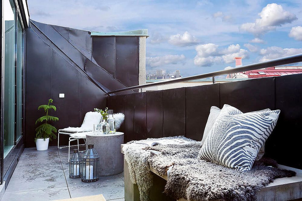 Black balcony railing offers plenty of visual contrast