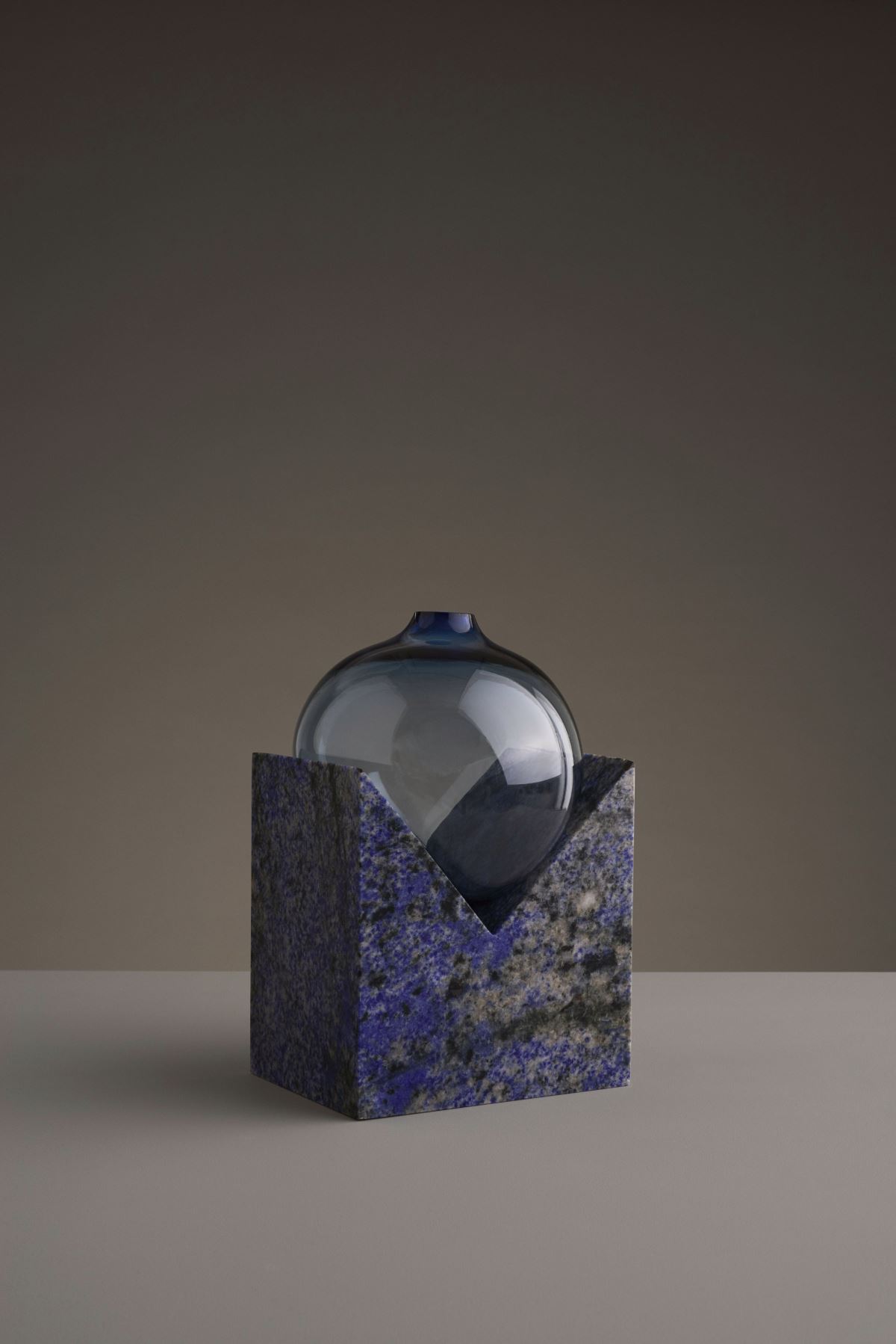 Blue glass and stone vase from Studio E.O