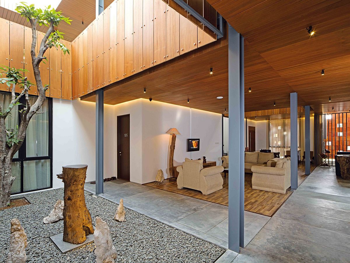 Central courtyard of Akanaka Residence in Jakarta, Indonesia