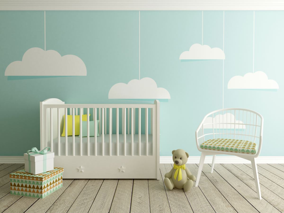 Cloud nursery accent wall