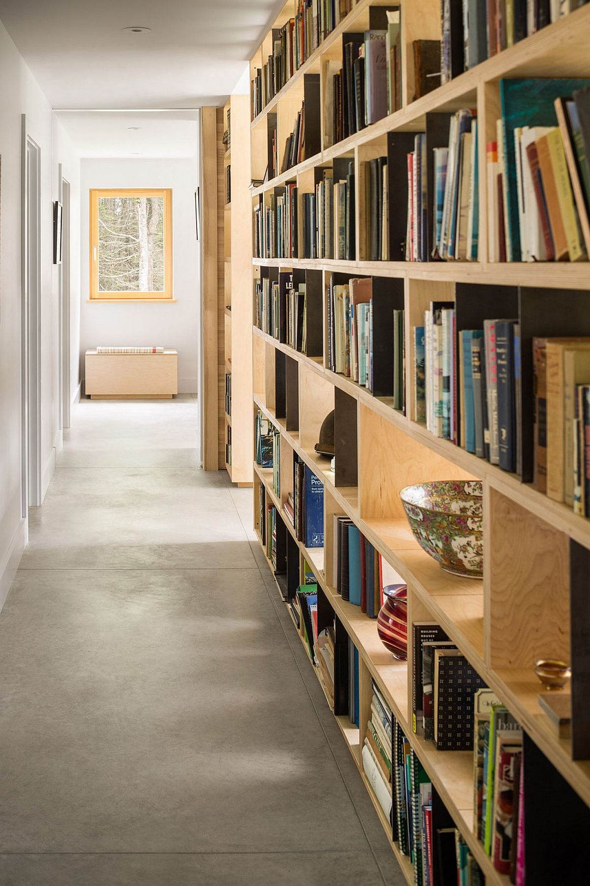 Custom wooden bookshelf for the living room and home library