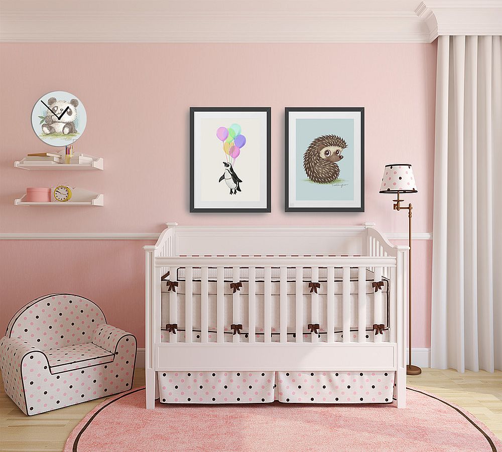 Elegant blend of modern and shabby chic styles in the nursery