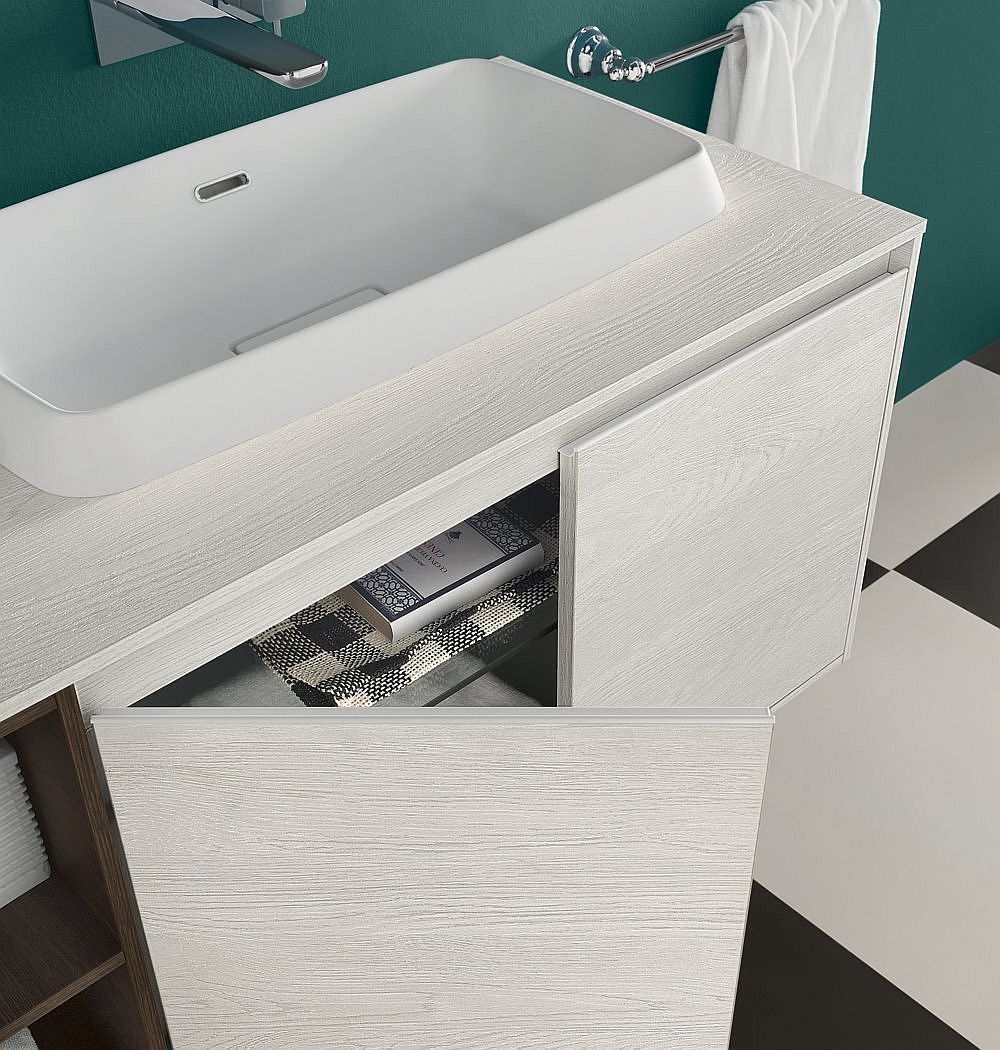 Elegant vanity unit offers ample storage space