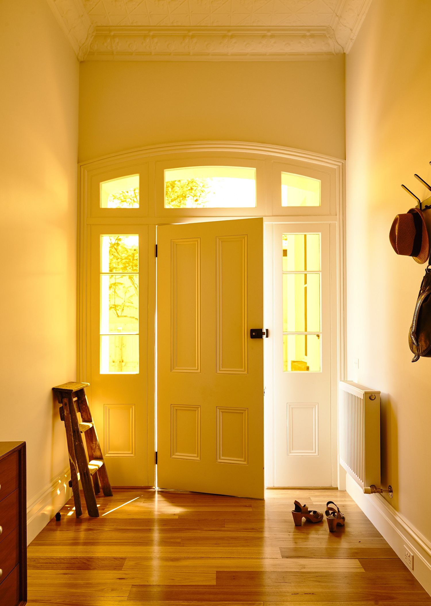 Entrance to the classic home at teh front with a modern Victorian vibe