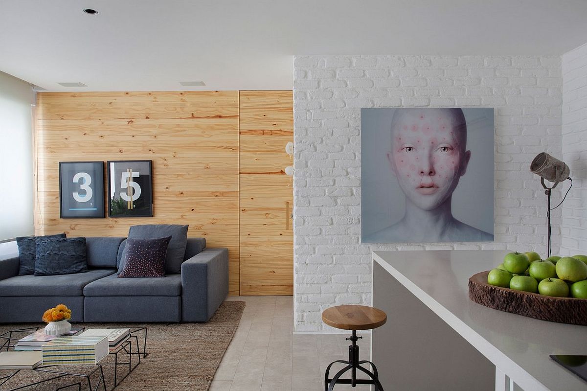 Excellent use of exposed brick and wooden walls to add textural beauty to the interior