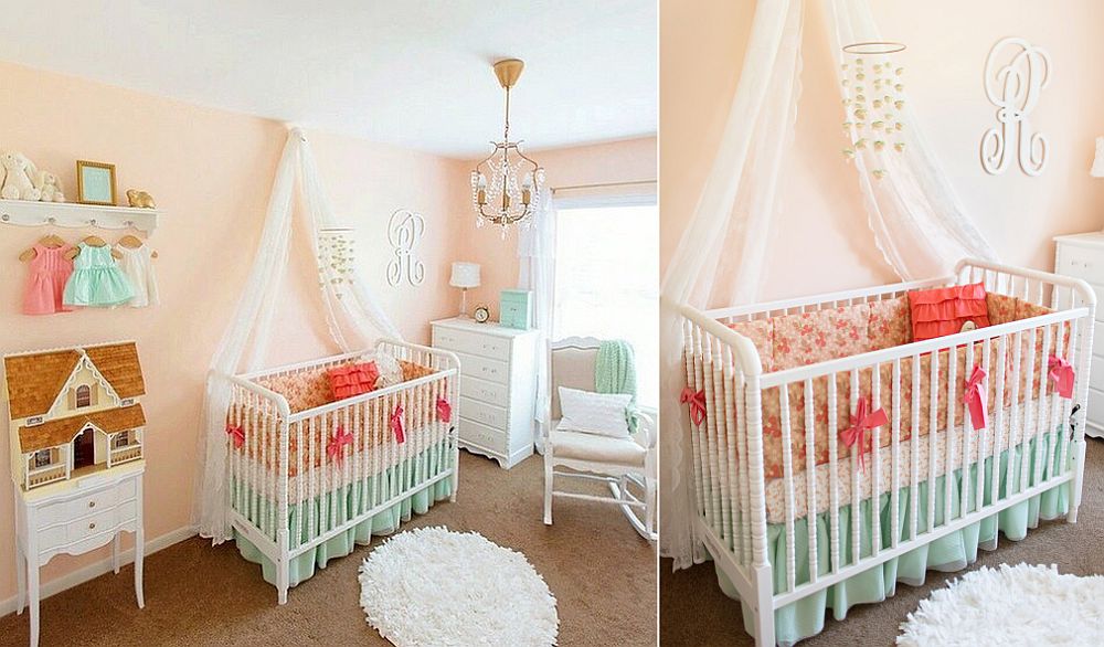 Exquisite peach and mint nursery idea [From: Lottie Da Baby]